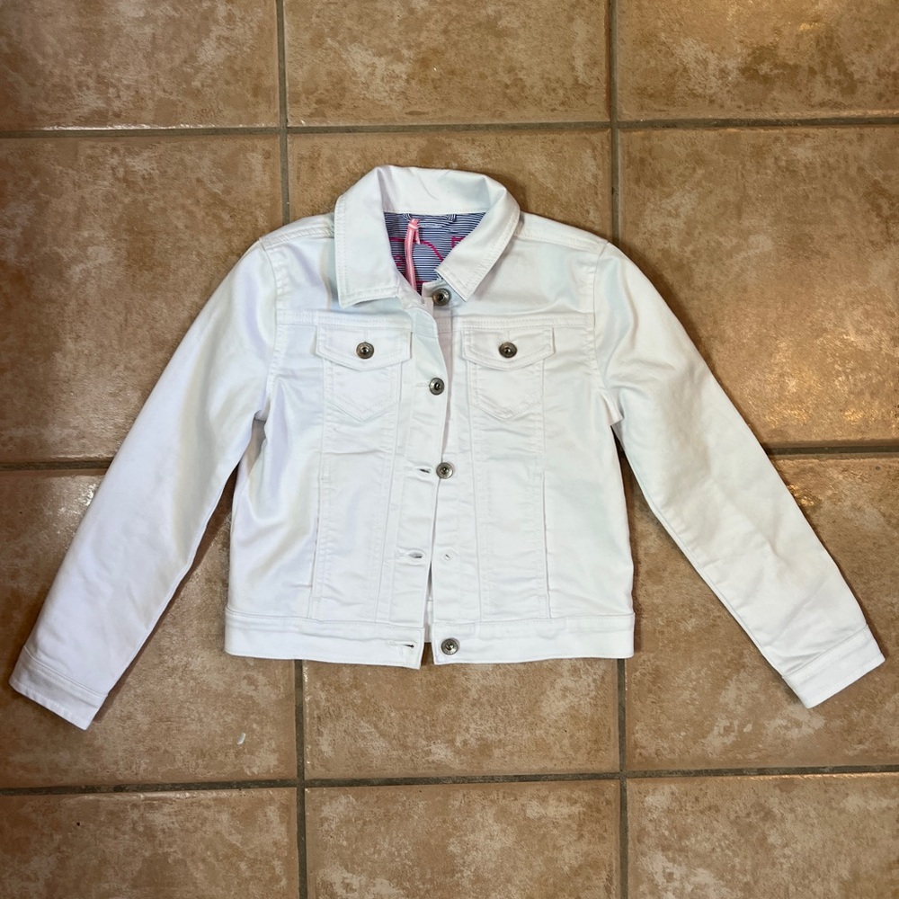 NEW Girls 7/8 vineyard vines White Denim Spring Easter casual jacket